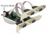 Delock PCI Express Kártya > 3 x soros RS-232 + 1 x TTL 3, 3 V / RS-232 tápellátással (62922) - aqua