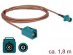 Delock FAKRA Z-dugó > FAKRA Z-hüvely RG-316 antenna kábel 1, 8m (89659) (89659) - aqua