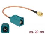 Delock FAKRA Z-hüvely > RP-SMA-dugó RG-316 antenna kábel 20cm (89664) (89664) - aqua