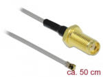 Delock antenna kábel SMA anya-apa MHF 4L -dugó 1.37 10mm 50cm (90404) (90404) - aqua