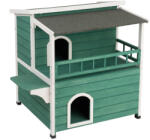 zooplus Macskaház napfénytetővel-H91, 5 x Sz71 x M82 cm- zöld/fehér