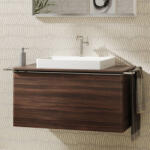 Hansgrohe Xelu Q Konzolos mosdószekrény 980/550 fiókkal, ráültetett mosdótálakhoz, króm fogantyú/sötét dió 54061000 (54061000)