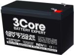 3Core Acumulator 12V Stationar VRLA, Dimensiuni 151 x 65 x 95 mm, Baterie 12V 7.02Ah, TED Electric (A0113404) - wifistore