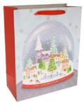  Dísztasak Karácsonyi faluval glitteres, papír 31x42x12cm színes (DD65426)