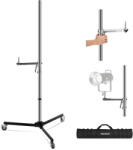 NEEWER ST003 224cm Rozsdamentes Acél Stúdió Állvány -Pistol-Gripes Guruló Stainless Steel 1/4", 5/8", Spigot Stand (10103403)