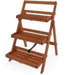 CASARIA TULIP fa virágtartó állvány, 3 szintes, 56x59x79cm, barna Casaria