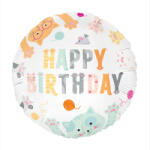 PartyPal Szülinapi lufi 18" 45cm Happy Birthday, Cicák (LUFI914804)