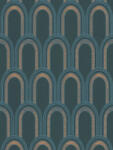  Invenciózus naprakész Art Deco díszítőminta a 30-as évek érintésével sötétkék/zöldeskék zöld és fémes arany részletek tapéta (39176-3)