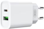 XO hálózati töltő adapter CE02A PD 20W QC 3.0 18W 1x USB 1x USB-C fehér + USB-C - USB-C kábel