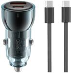 XO autós töltő CC60 60W 1x USB 1x USB-C kék + USB-C - USB-C kábel