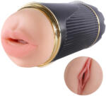 Lonely - masturbator 2 orificii gură și vulvă - material natur, negru