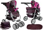 LEAN Toys Carucior pentru papusi negru cu buline roz 2 in 1 7706 (GM88036)