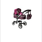 LEAN Toys Carucior pentru papusi negru cu buline roz 5245 (GM104139)
