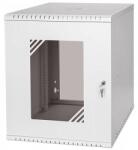 Stalflex RC19-12U-450GG 19" 12U 450 mm mély lapra szerelt szürke üveg ajtós fali rack szekrény (RC19-12U-450GG) - iconink