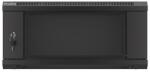 Lanberg WF01-6404-10B 19" 4U SZÉL: 600 MÉLY: 450 MAG: 290 lapraszerelt üvegajtós fekete fali rack szekrény (WF01-6404-10B)