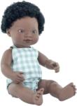 Miniland Papusa baiat african 38 cm, in salopeta pepit, corp parfumat, colectia My Friends and Me (ML33205) Papusa