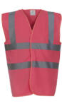 Yoko Uniszex ujjatlan Biztonsági mellény Yoko Fluo 2 Band+Brace Waistcoat L, Rózsaszín