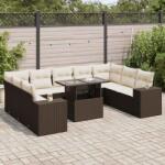 vidaXL 10 részes barna polyrattan kerti ülőgarnitúra párnákkal (3326864)
