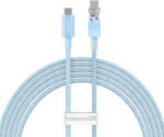  USB Type-C töltő- és adatkábel, USB Type-C, 200 cm, 6000 mA, 100W, gyorstöltés, PD, cipőfűző minta, Baseus Explorer, világoskék