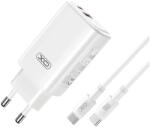 XO falitöltő CE17 PD 65W 1x USB-C 1x USB fehér + kábel USB-C - USB-C