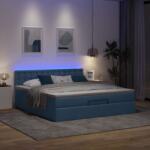 vidaXL kék szövet ottomán ágy matraccal & LED-ek 180x200cm (3312498)