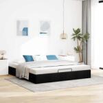 vidaXL Ottomán fekete szövet ágykeret matrac nélkül 160 x 200 cm (3310891)