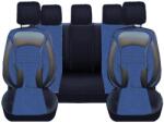 DeluxeBoss Set Huse Scaune Auto DeluxeBoss, stofa cu piele ecologica, pt bancheta rabatabila fractionata, negru cu albastru, 11 bucati