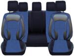 DeluxeBoss Set Huse Scaune Auto pentru Dacia Solenza - DeluxeBoss, stofa cu piele ecologica, pt bancheta rabatabila fractionata, negru cu albastru, 11 piese