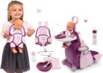 Smoby Set cărucior de înfăşat cu sticlă de lapte Natur Baby Nurse Smoby și păpușă de 32 cm cu marsupiu (SM220346-9) Papusa