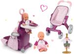 Smoby Set cărucior de înfăşat și cărucior sport Natur Baby Nurse Smoby și păpuşă de 32 cm cu hăinuţe (SM220346-8) Papusa