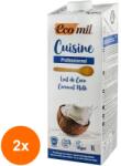 EcoMil Set 2 x Crema Vegetala BIO pentru Gatit din Cocos Natur, 1 l, Ecomil Cuisine