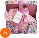 IDC Institute Set 2 x Caseta Cadou Femei IDC Institute Country Flowers, Gel de Dus 100 ml, Lotiune Corp 100 ml, Bomba Baie 60 g, Burete (ROC-2xAQIDC000097)