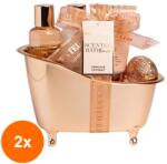 IDC Institute Set 2 x Caseta Cadou Femei Scented Bath Bronze, Gel Dus 100 ml, Lotiune Corp 100 ml, Crema Maini 80 ml, Bomba Baie 40 g (ROC-2xAQIDC000047)