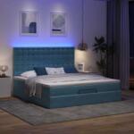 vidaXL Ottomán ágykeret matracokkal sötétkék 180x200cm bársony (3314484)