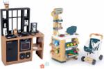 Smoby Set magazin și bucătărie cu aparat de cafea Market Smoby cu un scanner electronic paste magice și cărucior de cumpărături (SM350238-11)