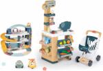 Smoby Set magazin și garaj cu 3 etaje Market Smoby cu un scanner electronic și cărucior de cumpărături (SM350238-1)