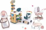 Smoby Set magazin și cărucior adânc Market Smoby cu un scanner electronic și scaun de masă cu cădiță pentru păpușă (SM350238-16)