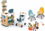 Smoby Set magazin cu scăunele pentru clienți Market Smoby cu un scanner electronic și un coș de cumpărături cu alimente (SM350238-20)