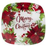 Yala Merry Christmas - mikulásvirágos üvegtál - 20 cm (Q102001)