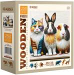 Wooden City Дървен пъзел Wooden City от 250 части - Коте, заек и морско свинче (HE 0311-L)