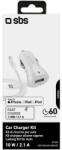 SBS Töltő Készlet Autós Töltővel - 1 USB Kimenet 2, 1A + USB Lightning Kábel, 1, 2 m, Fehér