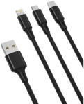 XO NB173 3 az 1-ben kábel USB - Lightning + USB-C + microUSB 1, 2 m 2, 4 A fekete