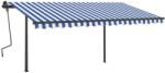 vidaXL Copertină retractabilă automat cu stâlpi, albastru/alb, 4x3, 5 m (3070226)