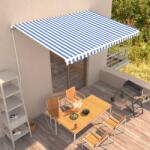 vidaXL Copertină retractabilă manual, albastru și alb, 450x300 cm (3051217)