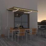 vidaXL Copertină automată cu senzor vânt&LED, galben/alb, 350x250 cm (3069093) - vidaxl