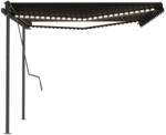 vidaXL Copertină retractabilă manual, cu LED, antracit, 4x3, 5 m (3070224)