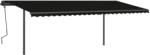 vidaXL Copertină retractabilă manual cu LED, antracit, 6x3, 5 m (3070284)