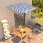 vidaXL Copertină retractabilă automat, albastru și alb, 350 x 250 cm (3051228)