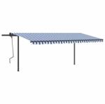 vidaXL Copertină retractabilă automat, cu stâlpi, albastru & alb 5x3 m (3070186)