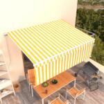 vidaXL Copertină retractabilă manual cu stor, galben&alb, 4, 5x3 m (3069318)